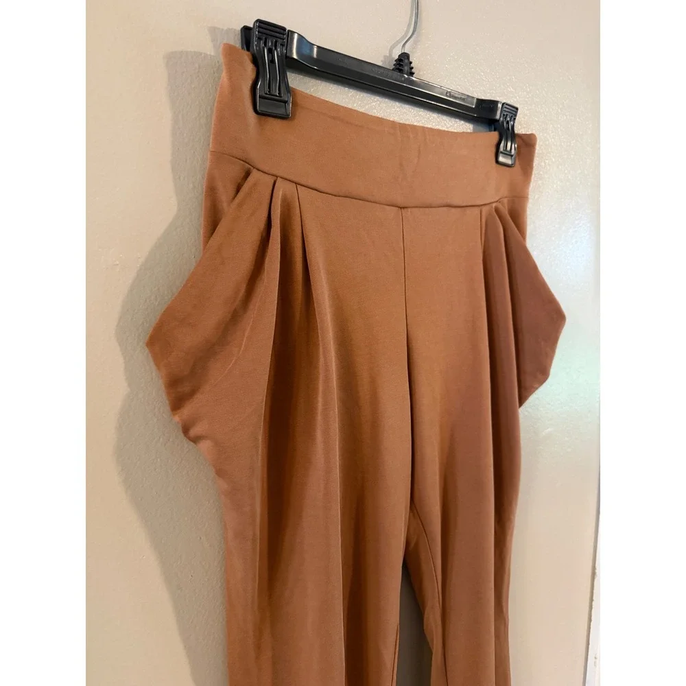Free People Camel Brown Slouchy Harem Cargo Pants Pleated Pockets Small S/P